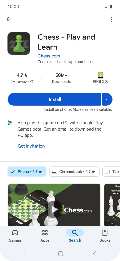 Press Install and follow the instructions on the screen to install the app.