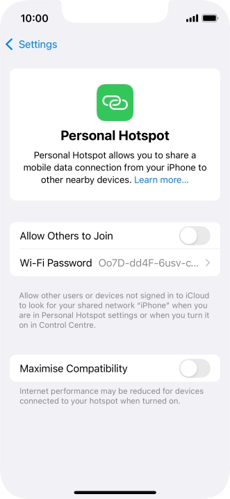 Press Wi-Fi Password and key in the required password.