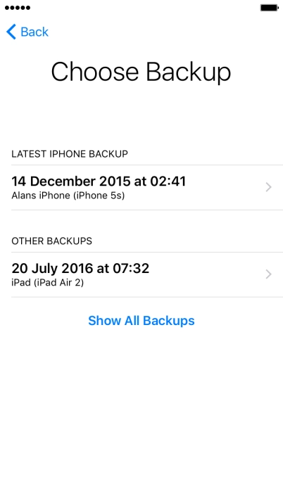 Press the required backup and your phone restores the contents of the selected backup. Follow the instructions on the screen to complete the activation.