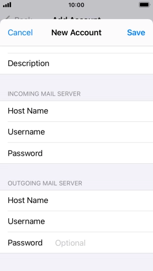 Press Password and key in the password for your email account. Please note that if you're using Vodafone's outgoing server, leave the password field empty.