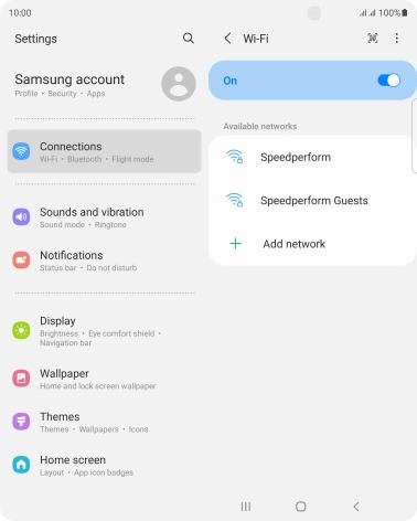 Press the required Wi-Fi network.