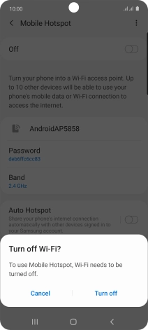 If Wi-Fi is turned on, press Turn off.