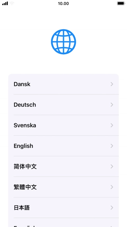 Press the required language.