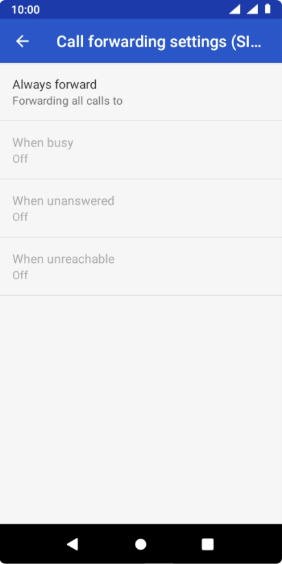 Press the required divert type.