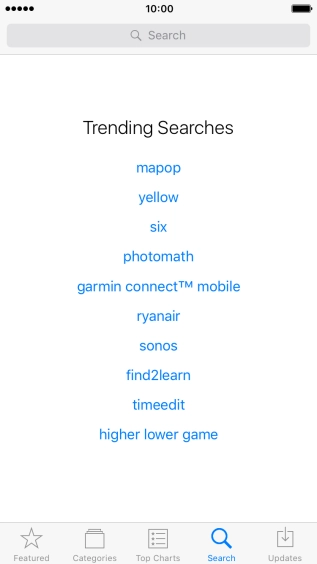Press the search field and key in the name or subject of the required app.