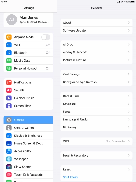 Press Software Update. If a new software version is available, it's displayed. Follow the instructions on the screen to update the tablet software.