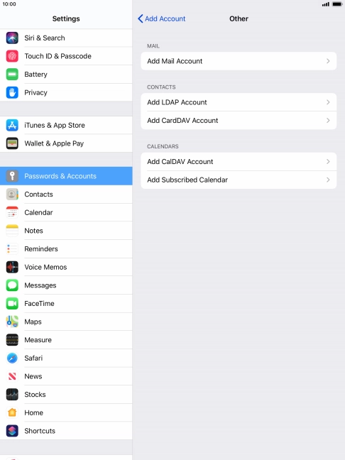 Press Add Mail Account. Press Add Mail Account.