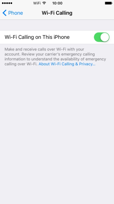 When Wi-Fi calling is active, the text 