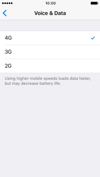 Press the required network mode.