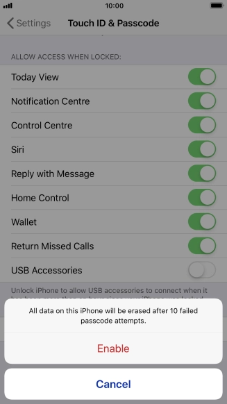 If you turn on the function, press Enable.