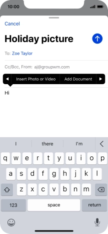 Press Insert Photo or Video and follow the instructions on the screen to attach a picture or a video clip.