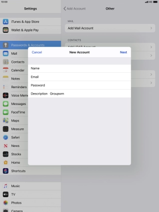 Press Description and key in the required name.