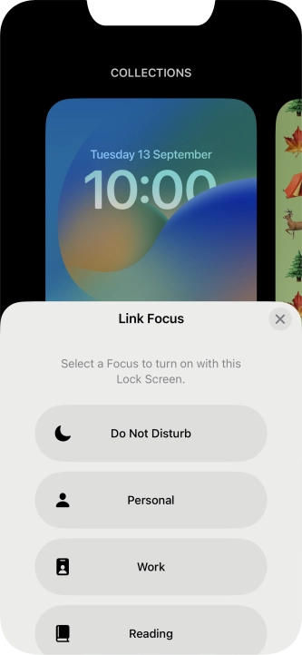 Press the required focus mode.
