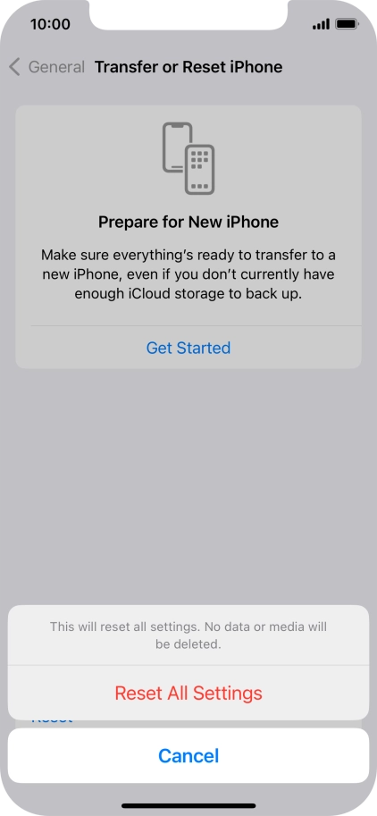Press Reset All Settings.