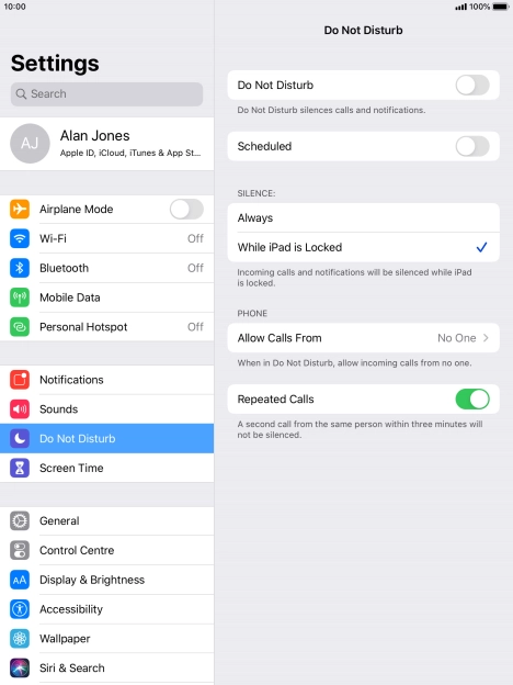 Press the indicator next to 