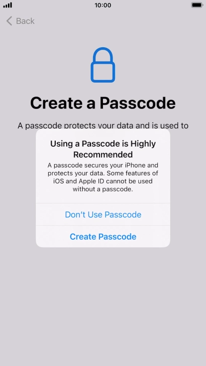 If you turn off the function, press Don't Use Passcode.
