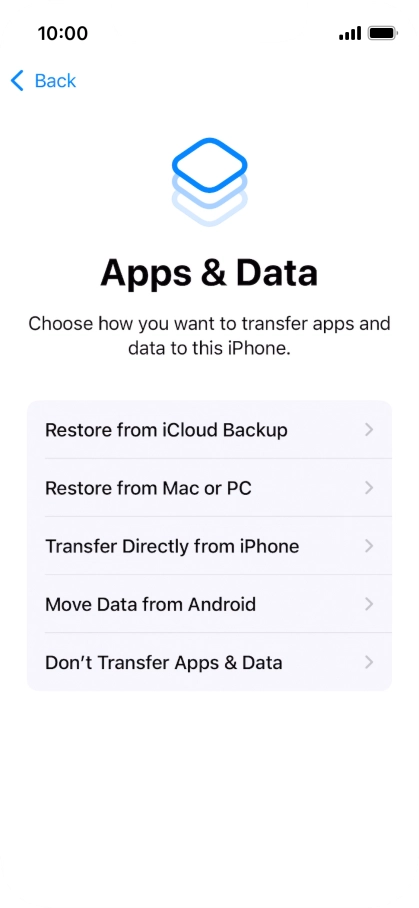 You can transfer content from an Android phone when your phone is activated for the first time and after a factory reset. When this screen is displayed, your phone is ready to transfer content from an Android phone.