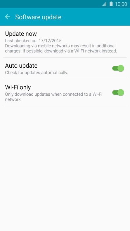 Press Update now. If a new software version is available, it's displayed. 
Follow the instructions on the screen to update the phone software.