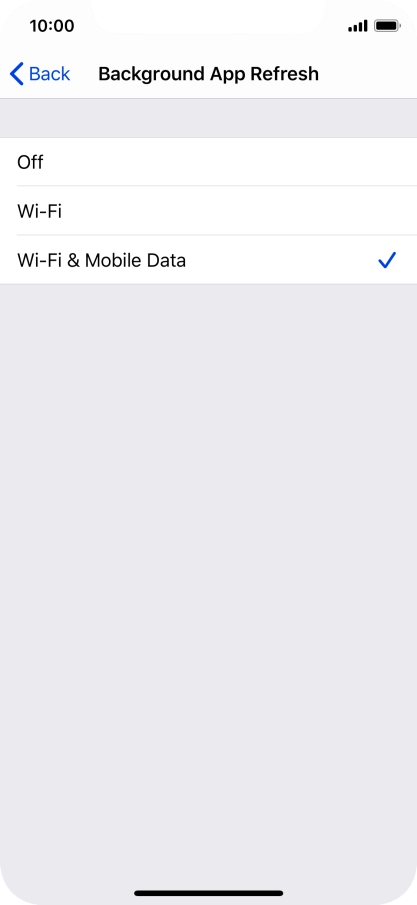 To turn off background refresh of apps, press Off.