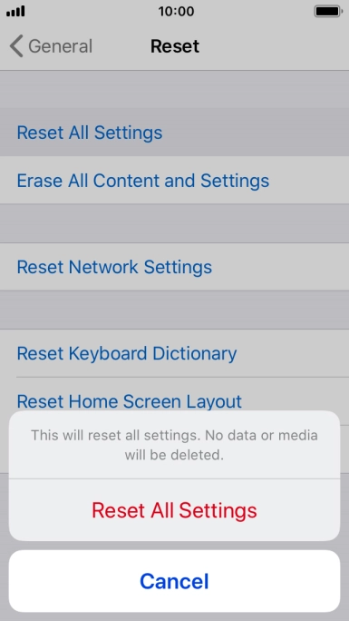 Press Reset All Settings. Press Reset All Settings.