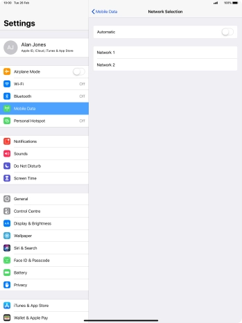 If you turn off the function, press the required network.