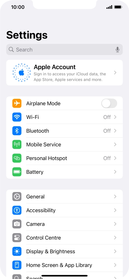Press Apple Account.