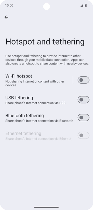 Press Wi-Fi hotspot. Press Wi-Fi hotspot.