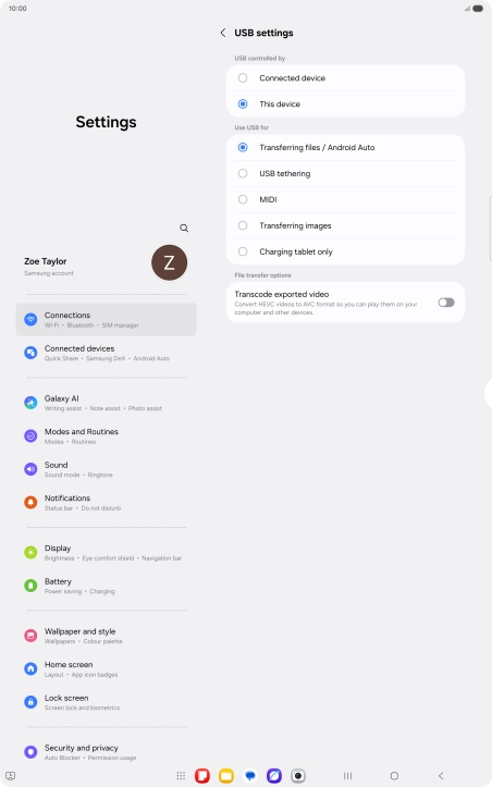 Press Transferring files / Android Auto.