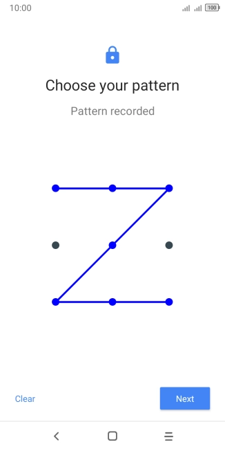 Slide your finger across the screen to connect at least four points and press Next.