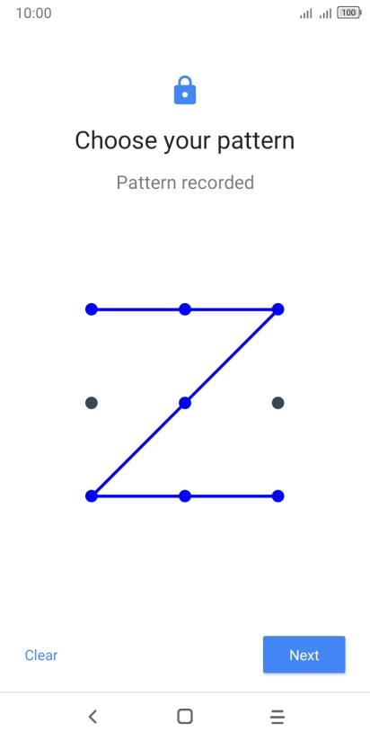 Slide your finger across the screen to connect at least four points and press Next.