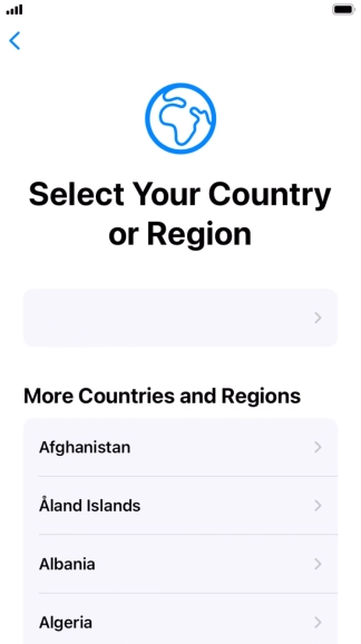 Press the required country or area.
