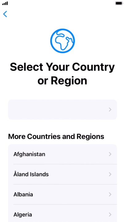 Press the required country or area.