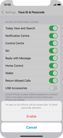 If you turn on the function, press Enable.