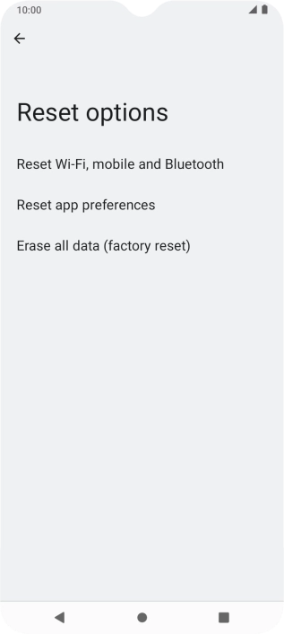 Press Erase all data (factory reset).