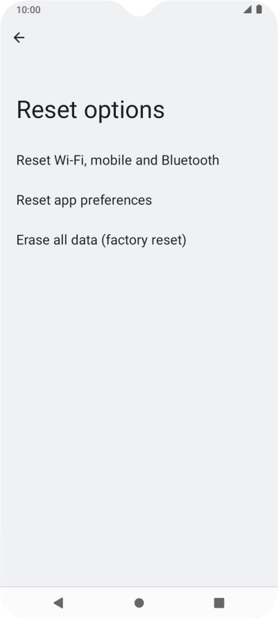 Press Erase all data (factory reset).