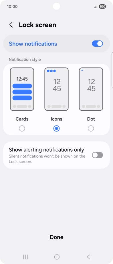 Press the required settings to turn them on or off.
