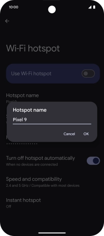 Key in the required Wi-Fi hotspot name and press OK.
