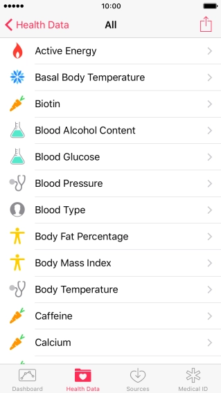 Press the required information type.