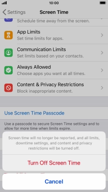 Press Turn Off Screen Time.