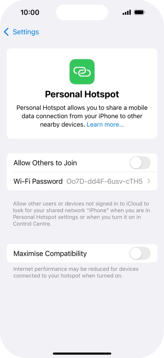 Press Wi-Fi Password and key in the required password.