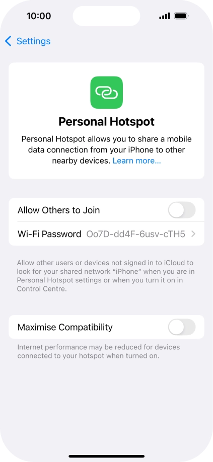 Press Wi-Fi Password and key in the required password.