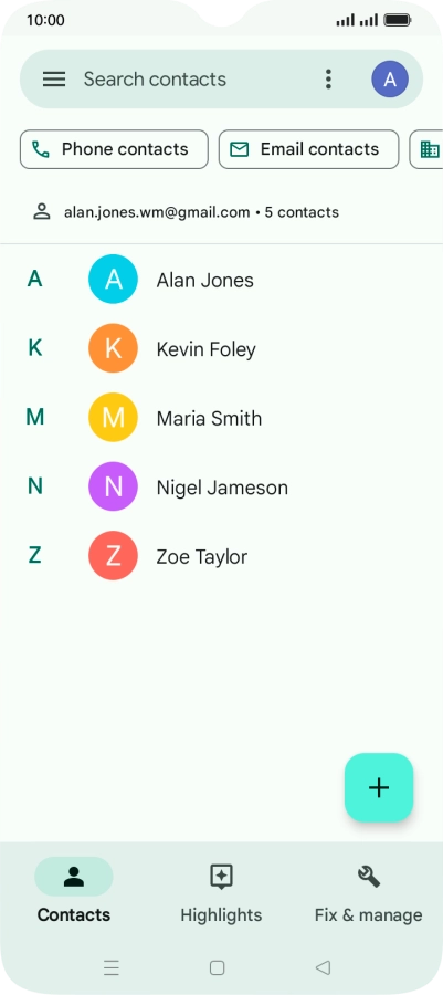 Press the new contact icon.