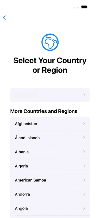 Press the required country or area.