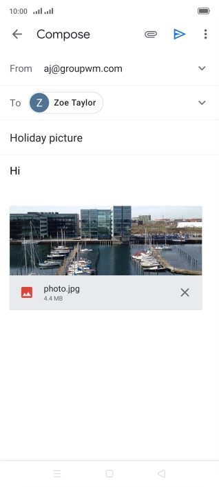 Press the send icon when you've finished your email message.