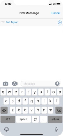 If the recipient can receive iMessages, iMessage is displayed in the text input field.
