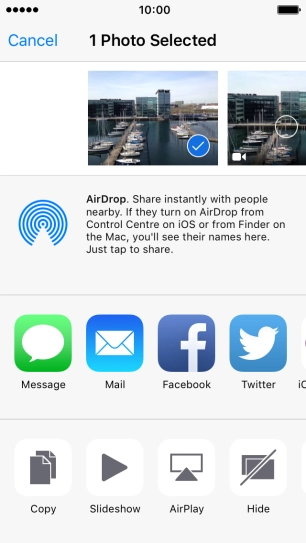Press the AirDrop icon to turn on the function.
