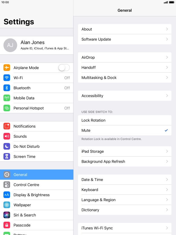 Press Software Update. If a new software version is available, it's displayed. Follow the instructions on the screen to update the tablet software.