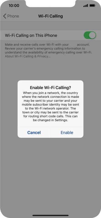 If you turn on the function, press Enable.