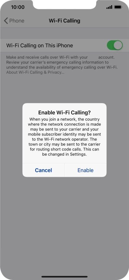 If you turn on the function, press Enable.
