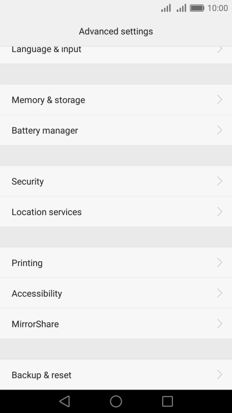Press Backup & reset.